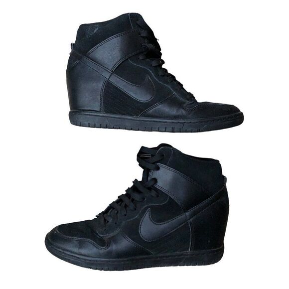 RARE 2013 Nike Dunk Sky High Black Hidden Wedge Heel Size 10 - Picture 5 of 16
